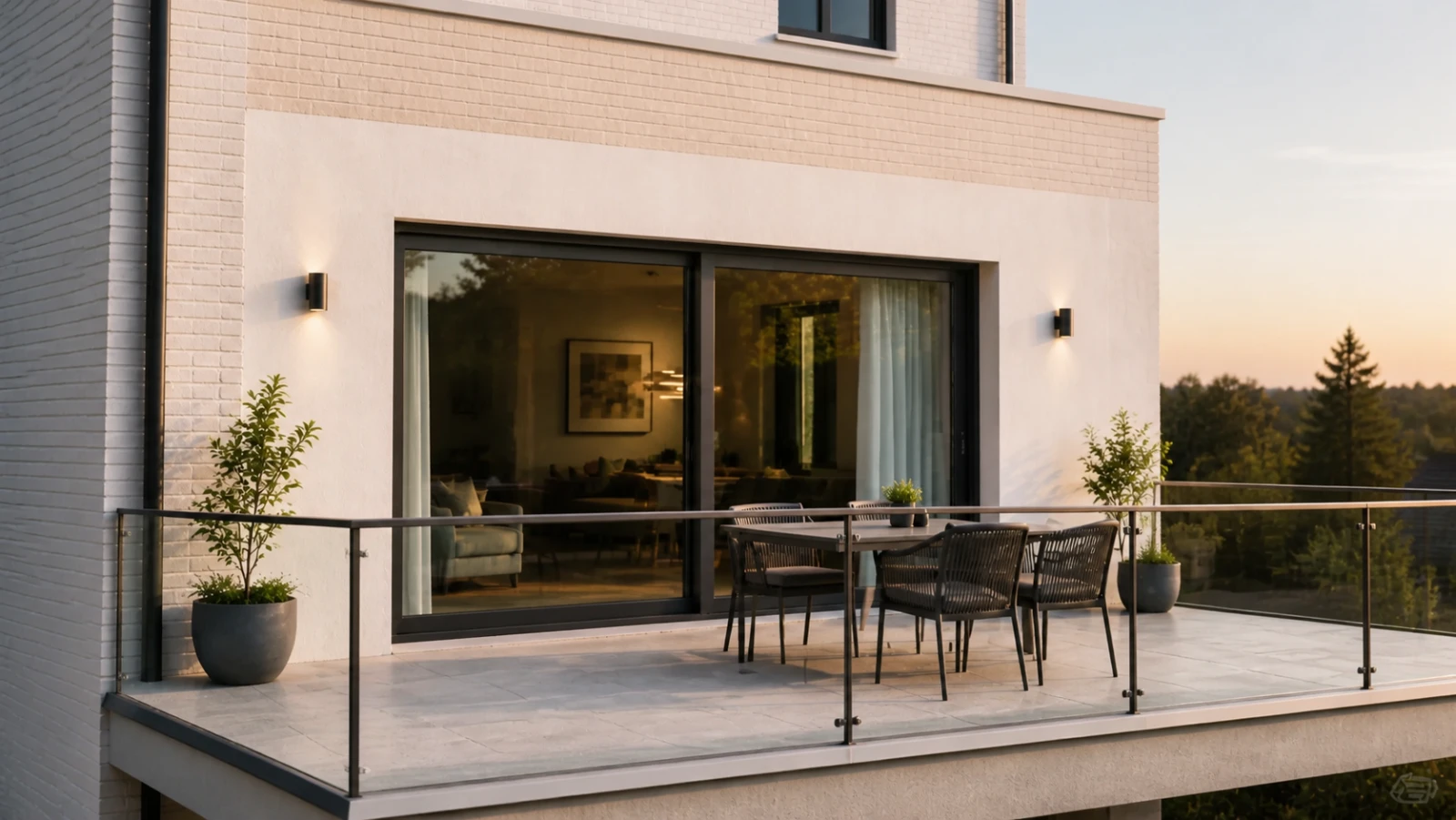 Obergeschoss-Balkon ohne Kassettenmarkise