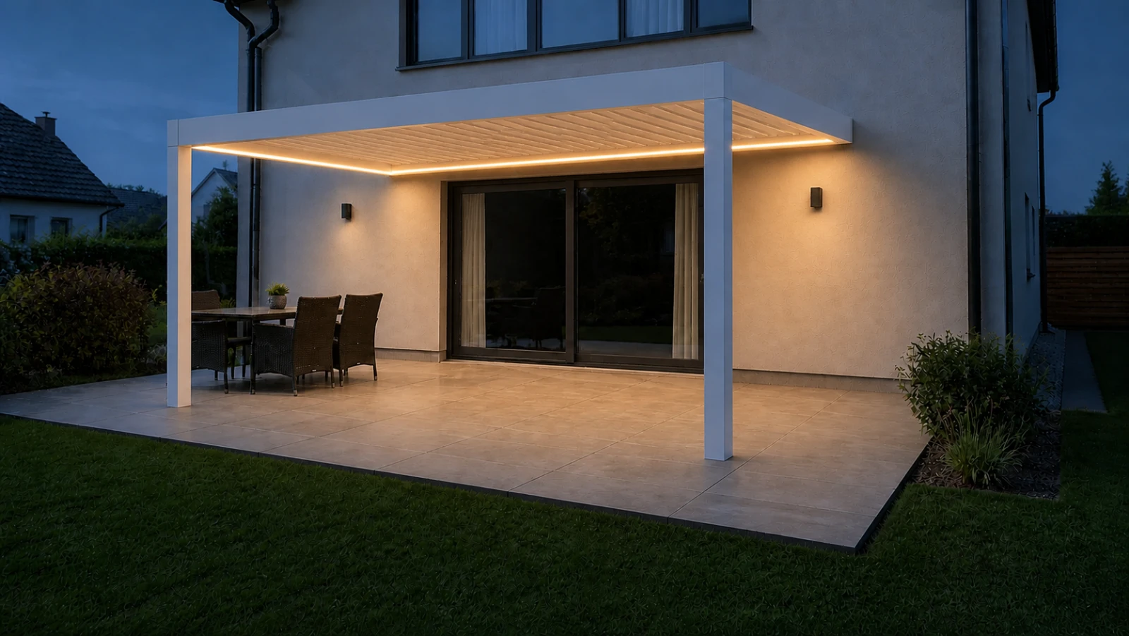 Pergola Classic mit eingeschaltetem LED-Set