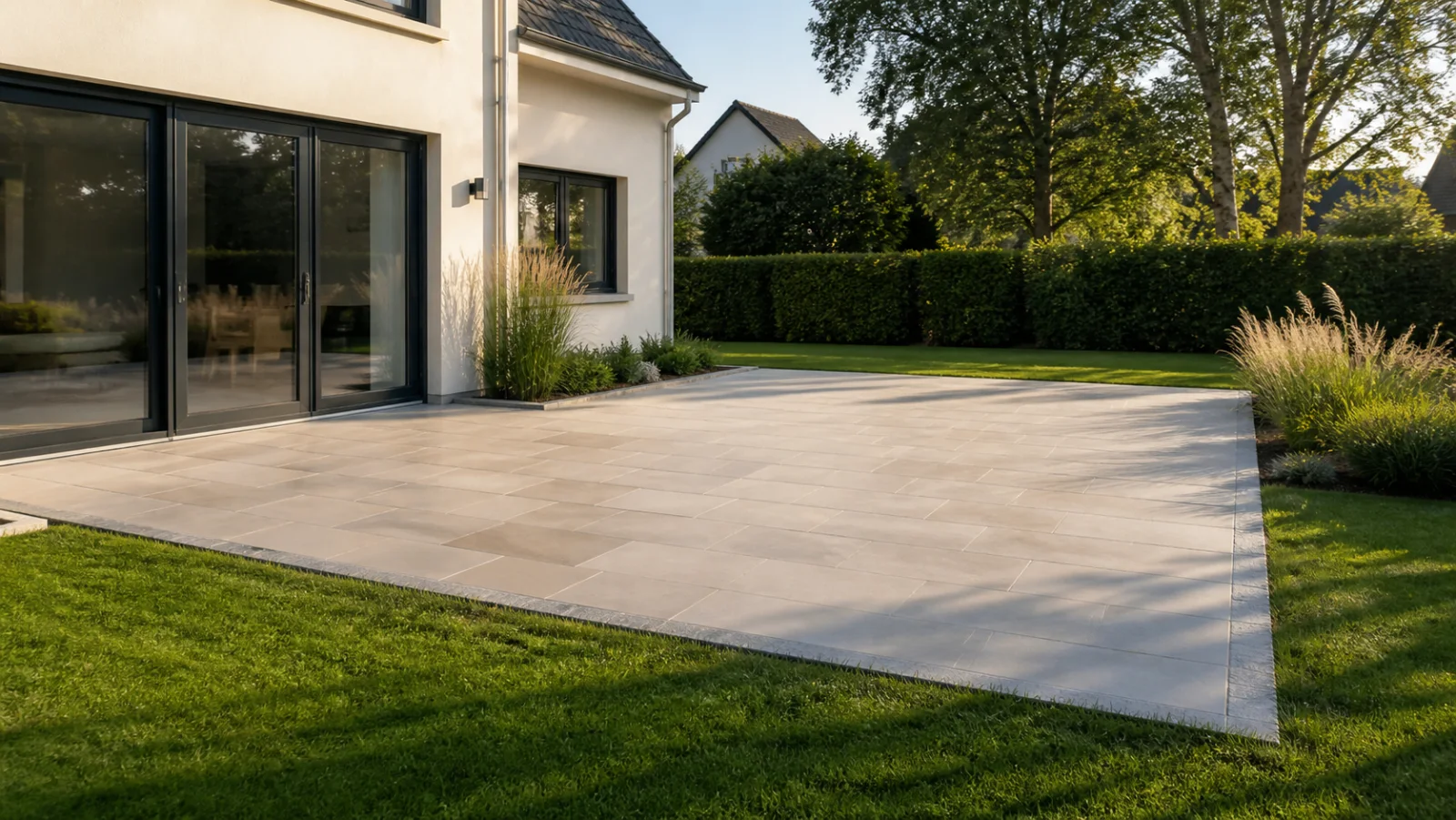 Freie Terrasse ohne Pergola